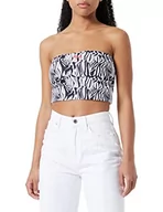 Koszulki i topy damskie - Fila Damska koszulka Beaumont AOP Bandeau Cami, Jasna biała abstrakcyjna zebra Aop, L - miniaturka - grafika 1