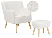 Fotele - Fotel z podnóżkiem boucle biały TUMBA - miniaturka - grafika 1