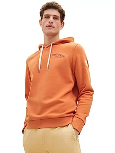 Męska bluza z kapturem i nadrukiem z logo TOM TAILOR, 32243-pomidorowy krem pomarańczowy, M - Bluzy męskie - miniaturka - grafika 1