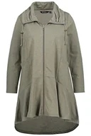 Bluzy damskie - Ulla Popken Damska bluza z kołnierzem i zamkiem błyskawicznym, zielony, 42-44 duże rozmiary - miniaturka - grafika 1