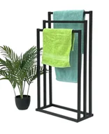 Ręczniki - DanDiBo Wieszak na ręczniki stojący czarny matowy metal KW449 3-ramienny wieszak na ręczniki z 3 wieszakami na ręczniki Łazienka Meble łazienkowe Nowoczesny - miniaturka - grafika 1