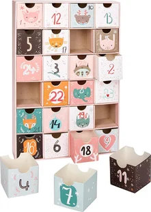 Kalendarz adwentowy BRUBAKER do wypełnienia - Animal Christmas Pink - kalendarz świąteczny DIY z 24 drzwiczkami na bony, słodycze i inne niespodzianki - 32,5 cm wysokości, wykonany z kartonu - Pozostałe akcesoria świąteczne - miniaturka - grafika 1