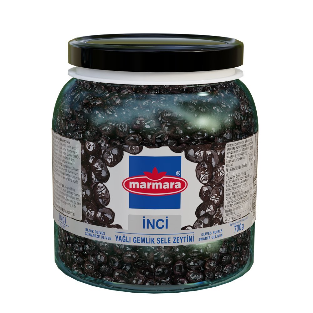Tureckie Oliwki Czarne Gemlik Inci Sele Yagli 700g Marmara