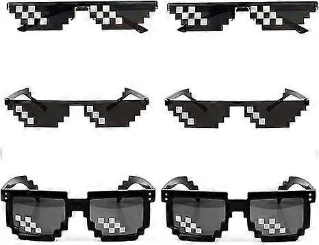 [Pakiet 6 szt.] Okulary przeciwsłoneczne Thug Life, okulary Thuglife dla mężczyzn Kobiety Dzieci Rekwizyty fotograficzne 8-bitowe szkło mozaikowe P...