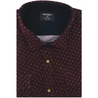 Koszule męskie - Duża Koszula Męska Sztruksowa Codzienna Casual bordowa we wzory z długim rękawem w kroju REGULAR Modely H987 - miniaturka - grafika 1