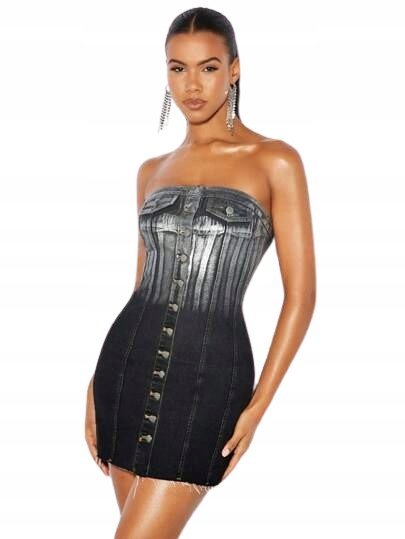 SHEIN SUKIENKA JEANSOWA NA GUZIKI MINI 44 ŁWQ