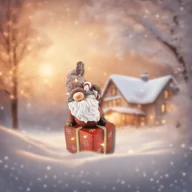 Ozdoby bożonarodzeniowe - Figurka LED Święty Mikołaj na prezencie 42,1 x 19,8 cm - miniaturka - grafika 1