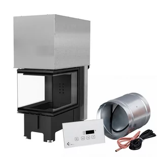 Kratki.pl Marek Bal KOMINEK STALOWY NBU L/P 11KW G BLACK Z MSK GLASS NBU/500/700/BLACK/Z/MSK/GLASS - Kominki wolnostojące - miniaturka - grafika 1