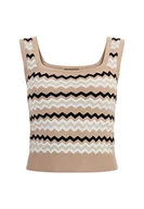Koszulki i topy damskie - faina Damski tank top z dzianiny 11026718, beżowy wielokolorowy, M, Beżowy, wielokolorowy, M - miniaturka - grafika 1