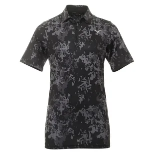Męska koszulka golfowa Mizuno Flora Polo black - Golf - miniaturka - grafika 1