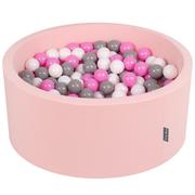 Suche baseny - KiddyMoon basen z piłkami 90 x 40 cm / 300 piłek  7 cm basen z kolorowymi piłkami dla niemowląt, okrągły, różowy: szary/biały/jasnoróżowy - miniaturka - grafika 1