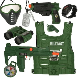 Zestaw wojskowy strój kamizelka karabin lornetka - Zabawki militarne - miniaturka - grafika 1