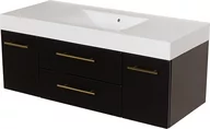 Szafki łazienkowe - Szafka łazienkowa wisząca czarny mat z umywalką 120 cm Nela Belli Gold Gante - miniaturka - grafika 1