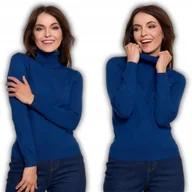Swetry damskie - DAMSKI GOLF ELEGANCKI SWETER WISKOZA CIENKI ELEGANCKI DŁUGI RĘKAW MORAJ M BLUE - miniaturka - grafika 1