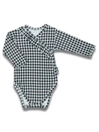 Body dla niemowląt - Niemowlęce body bawełniane na długi rękaw w pepitkę białe Nicol,r.56 - miniaturka - grafika 1