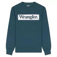 Bluzy męskie - Wrangler Męska bluza sezonowa, Głęboki Turkusowy Zielony, L - miniaturka - grafika 1