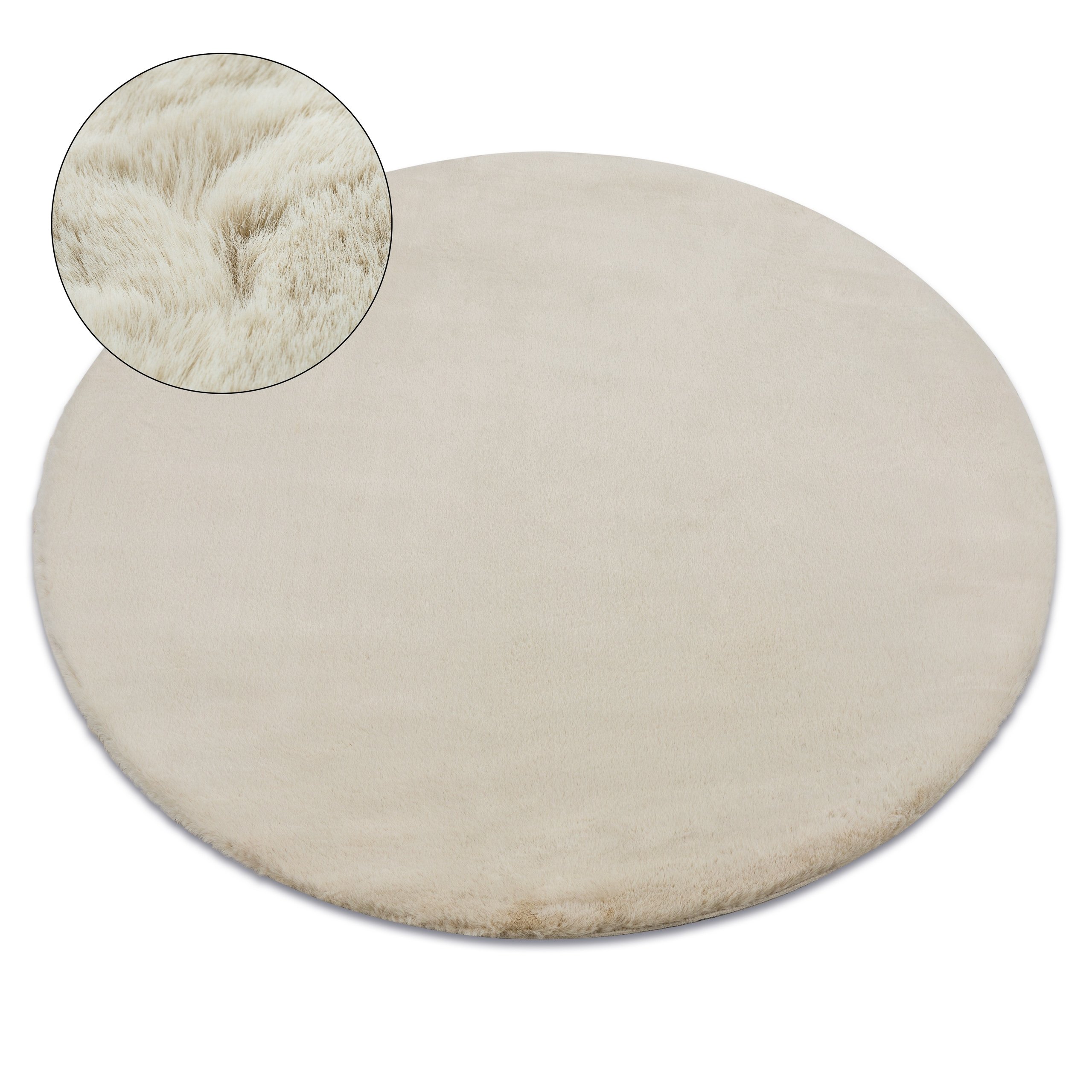 Dywan BUNNY koło beż IMITACJA FUTRA KRÓLIKA beżowy koło 80 cm
