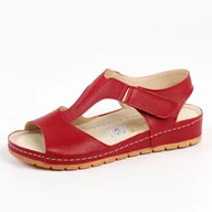 Sandały damskie - Czerwone skórzane Polskie sandały damskie Gregors 910 - miniaturka - grafika 1