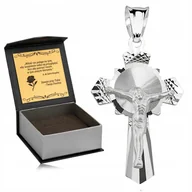 Biżuteria dla dzieci - LŚNIĄCY SREBRNY KRZYŻYK RODOWANY DIAMENTOWANY KRZYŻ PREZENT DLA DZIEWCZYNKI - miniaturka - grafika 1