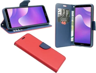 Eleganckie etui książkowe dla HUAWEI Y7 2018 o czerwono-niebieskim wyglądzie skóry Fantazyjna okładka w stylu książki z portfelem - Portfele - miniaturka - grafika 1
