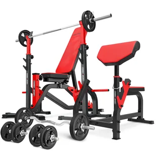 Zestaw do treningu siłowego Marbo Sport ławka regulowana i stojaki pod sztangę - Ławki treningowe - miniaturka - grafika 1