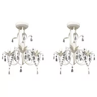 Lampy sufitowe - vidaXL Żyrandole z kryształkami, 2 szt., eleganckie, białe - miniaturka - grafika 1