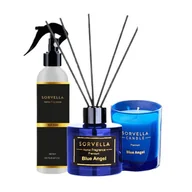 Odświeżacze powietrza - Sorvella Perfume Blue Angel zestaw dyfuzor zapachowy 120ml + zapach do wnętrz 200ml + świeca zapachowa 170g - miniaturka - grafika 1