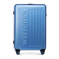 Walizki - Duża walizka z ABS-u z tłoczonym logo niebieska - miniaturka - grafika 1