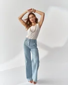 Spodnie damskie - Spodnie Stilo Jeans Niebieskie - miniaturka - grafika 1