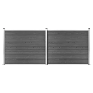 vidaxl Zestaw ogrodzeniowy z WPC, 353x146 cm, czarny! 3070459 - Ogrodzenia - miniaturka - grafika 1