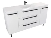 Szafki łazienkowe - Szafka Stojąca Z Umywalką ATH 140 cm D - Biały Mat - Uchwyty Czarne Matowe - miniaturka - grafika 1