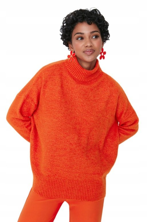 TRENDYOL POMARAŃCZOWY SWETER Z GOLFEM LUŹNY 38 OPA
