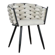 Fotele - Welurowy fotel z plecionką na oparciu A0-R48 - miniaturka - grafika 1