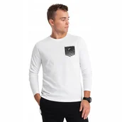 Koszulki męskie - Longsleeve męski z printem w kształcie kieszonki biały V1 OM-LSPT-0118 XL - miniaturka - grafika 1
