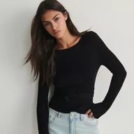 Swetry damskie - Reserved - Sweter z wiązaniem - Czarny - miniaturka - grafika 1