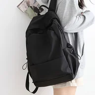 Inne - TEMU Unisex Casual Nylon Backpack, Lekki Travel Rucksack, Duża Pojemność Student Bookbag z Regulowanymi Paskami, Składana College Bag z Ruched - miniaturka - grafika 1