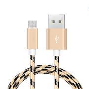 Kable USB - Kabel nylonowy 1m Usb microUSB złoty Quickcharge! - miniaturka - grafika 1