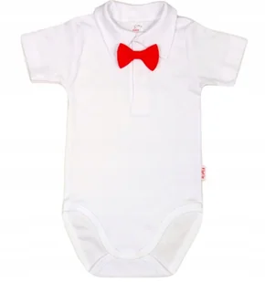 Body KOŁNIERZYK Polo KR BIAŁE MUCHA czerwona r 62 KLEKLE - Body dla niemowląt - miniaturka - grafika 1
