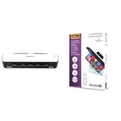 Laminatory - Fellowes Sola 5745601 Laminator, Biały/Czarny, A4 & Fellowes Folie doLaminowania A4 imagelast, 80 Mikronów (2 x 80 Mikronów), Błyszczące, 100 Sztuk, Przezroczyste z Pomocą Orientacji - miniaturka - grafika 1