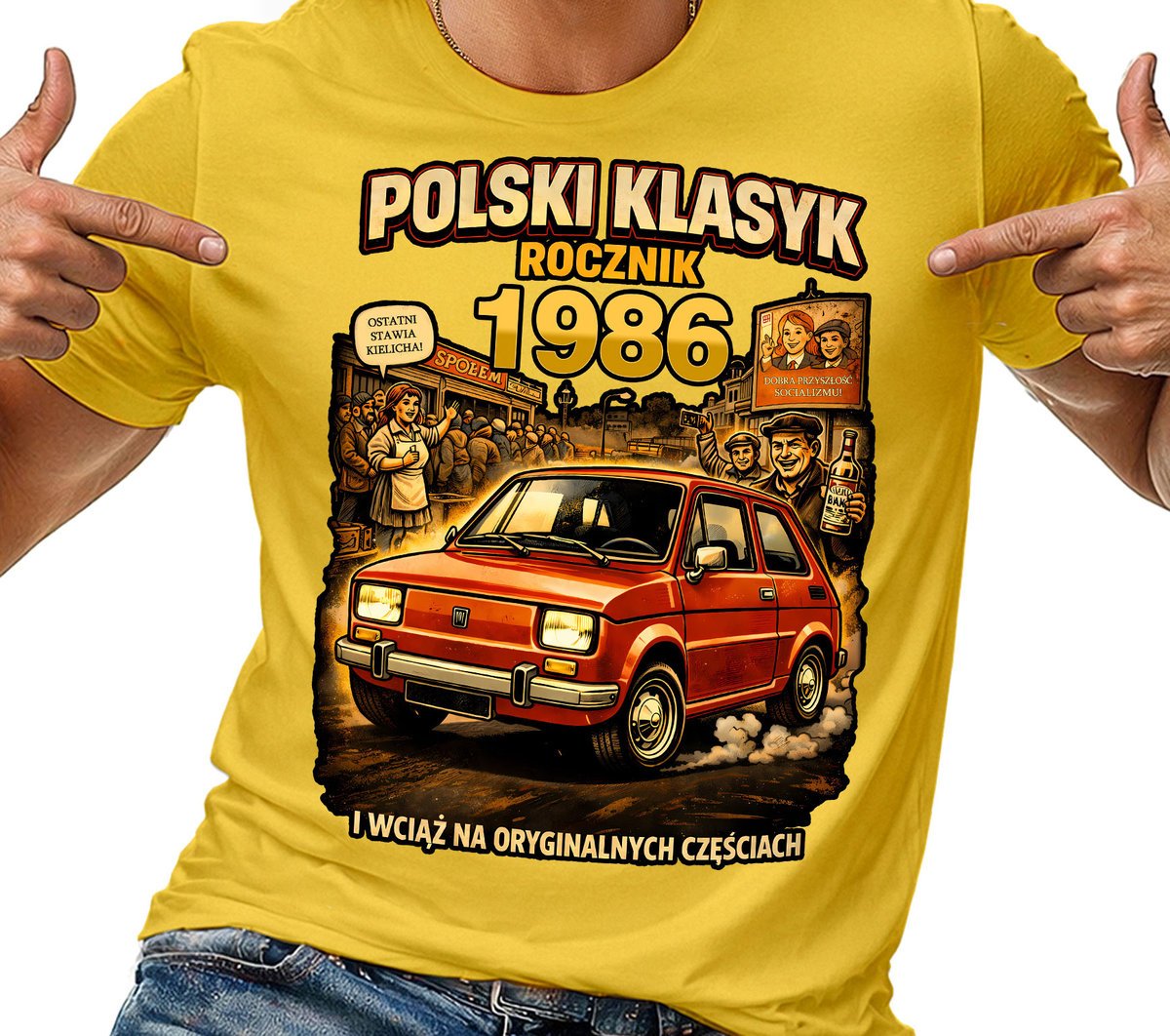 KOSZULKA MĘSKA NA 40 URODZINY ŚMIESZNA MALUCH 126P PRL ROK PREZENT L