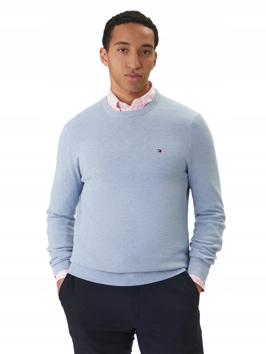 TOMMY HILFIGER MĘSKI SWETER NIEBIESKI Z LOGO CASUAL M 16EA