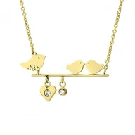 Naszyjniki - Złoty naszyjnik z motywem ptaków, cyrkonia - Manoki - miniaturka - grafika 1