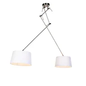 Lampy sufitowe - QAZQA Lampa wisząca regulowana stal klosz biały 35cm - Blitz II - miniaturka - grafika 1