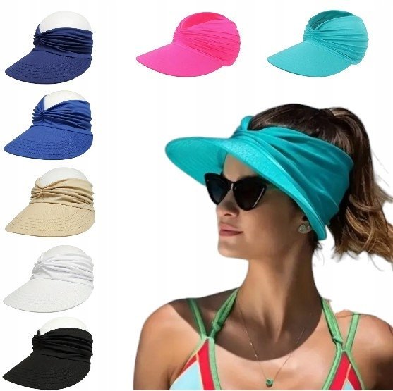 Damska czapka/kapelusz z daszkiem przeciwsłoneczny plażowy NOWOŚĆ TURKUS