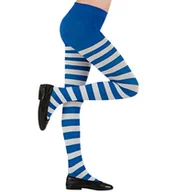 Rajstopy - Rajstopy w paski biało-niebieskie dla dzieci-7-10 - miniaturka - grafika 1