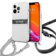Etui i futerały do telefonów - Guess GUHCP13XKC4GBSI iPhone 13 Pro Max 6,7" Transparent hardcase 4G Grey Strap Silver Chain GUE001686-0 - miniaturka - grafika 1
