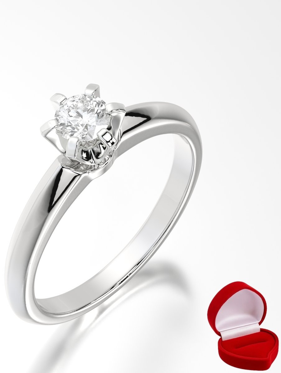 ZŁOTY PIERŚCIONEK ZARĘCZYNOWY 585 14k SZAFIR 0,19 ct BIAŁE ZŁOTO R28