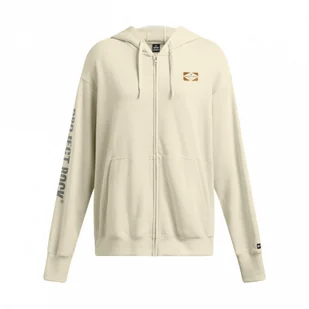 Damska bluza dresowa rozpinana z kapturem Under Armour Project Rock W Hwt Fz Hard At Wrk - beżowa - UNDER ARMOUR - Bluzy damskie - miniaturka - grafika 1