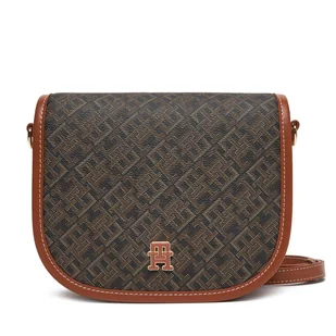 Torebka Tommy Hilfiger Th Monoplay Leather Saddle Bag AW0AW17414 Czarny - Torebki damskie - miniaturka - grafika 1