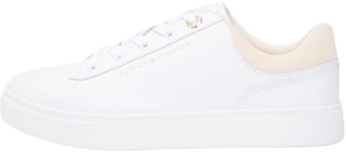Tommy Hilfiger Damskie trampki na co dzień Cupsole FW0FW09020 Low Top, białe (białe/miękkie kremowe), 39, Biały Biały Miękki Krem, 39 EU